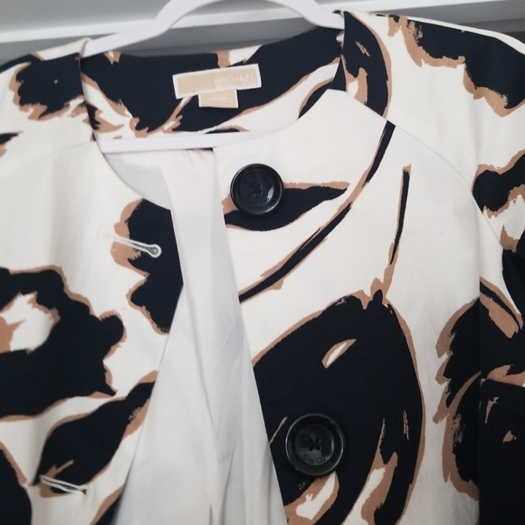 Jackets & Blazers - MK Lined, Dark Blue, Tan and White Swing Jacket